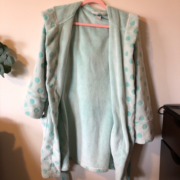 PINK Victoria's Secret Other - VS Pink Blue Polka Dot Fleece Robe XS